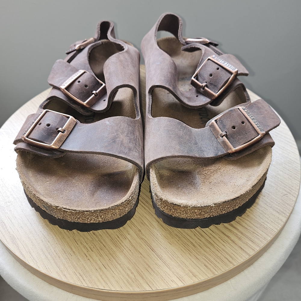 ❌️🚫 SOLD! Birkenstock Brown Suede Triple-Strap Sandals Women's 7.5 (38)